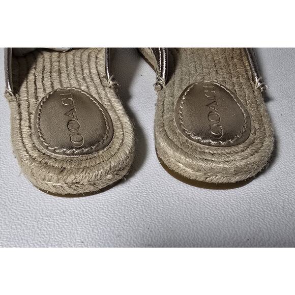Coach Cassidy Rose Gold Espadrille Slip On Slides Flat Tassel Mule Sz 6.5 - Picture 8 of 11